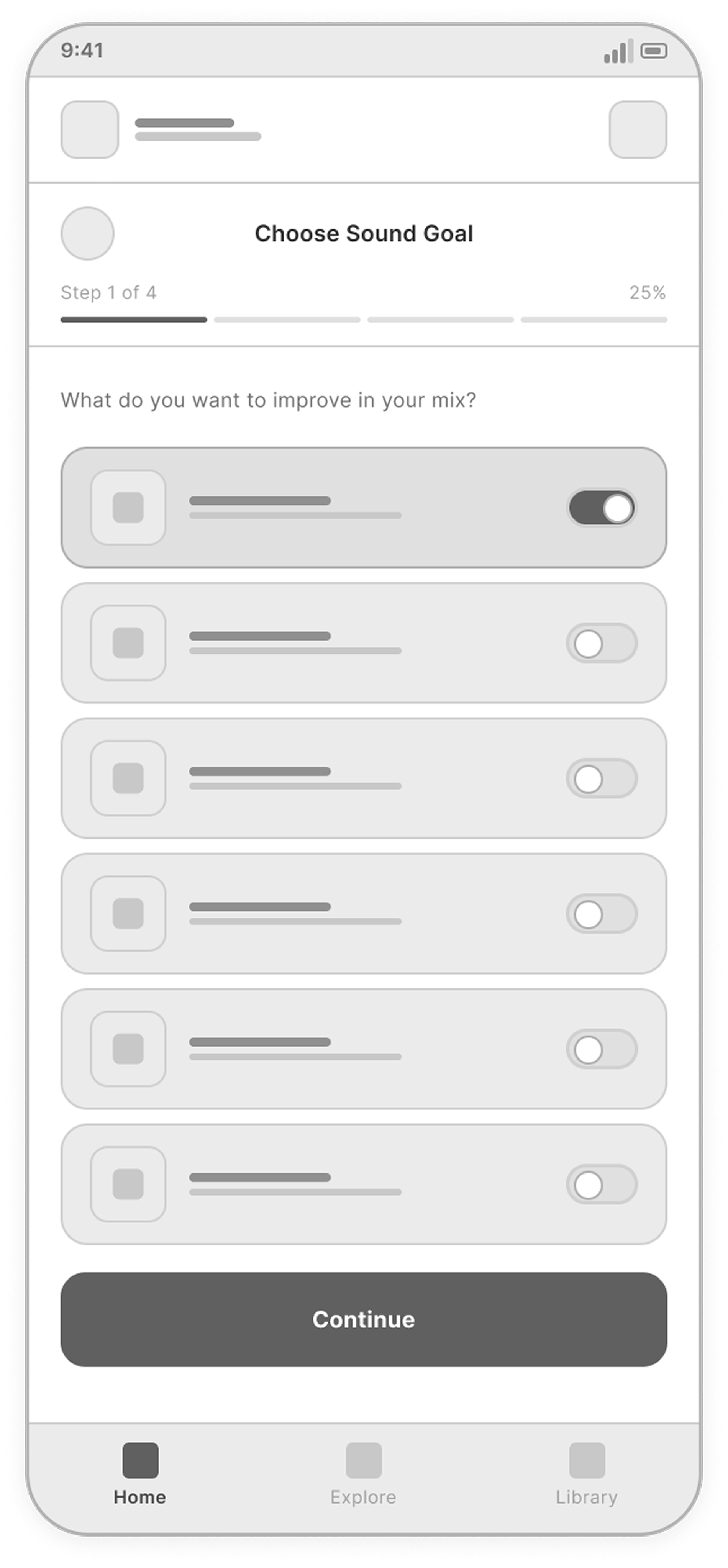 Choose Sound Goal screen